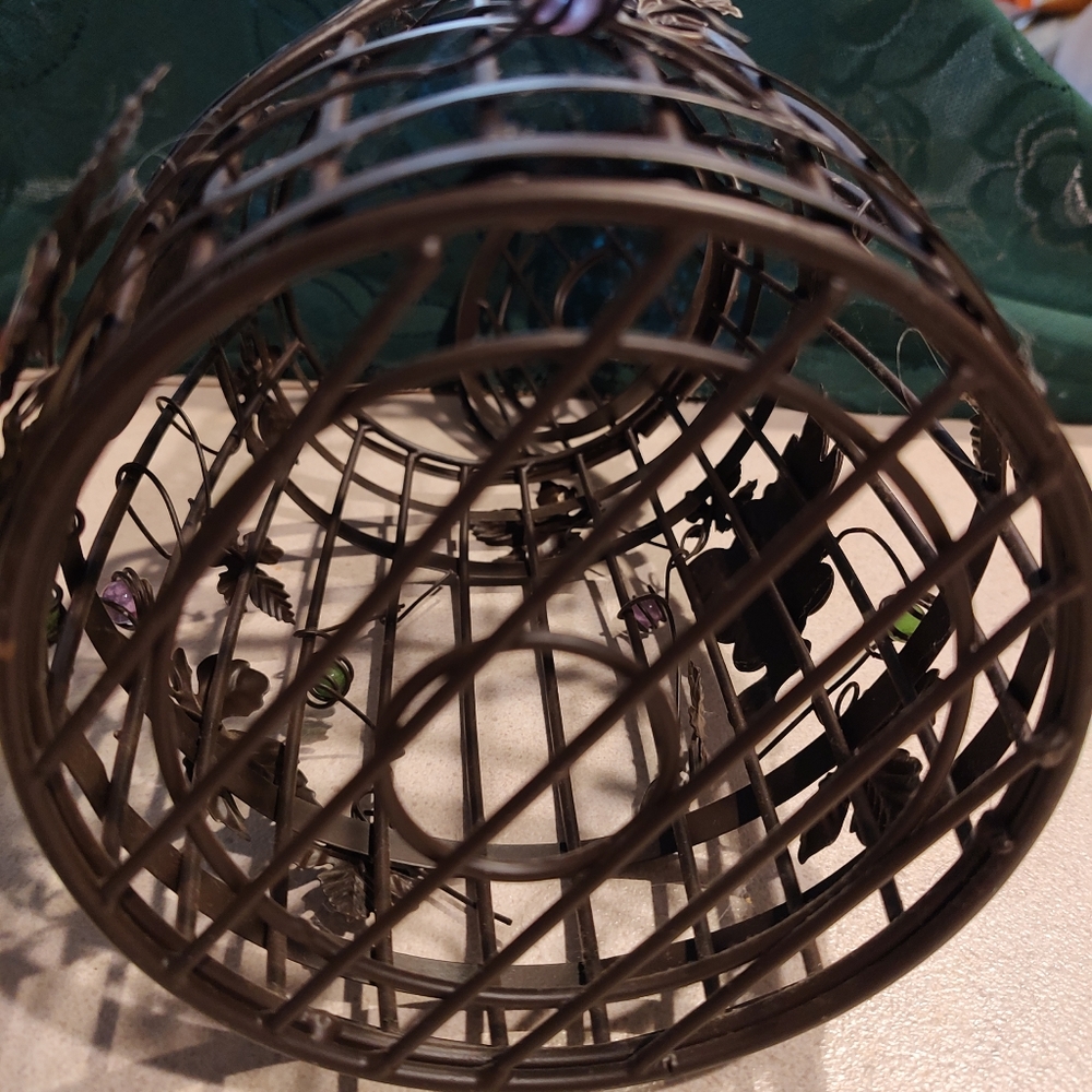 Vintage RusticWine Cork Cage Barrel Shaped Metal Cage With Hinged Lid Decor